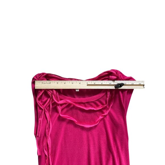 Red Haute Womens Draped Scoop Neck Top L Pink Sleeveless Spring Summer Tank USA - Picture 5 of 6